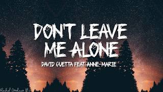 David Guetta feat AnneMarie  Dont Leave Me Alone Lyrics [upl. by Florella826]