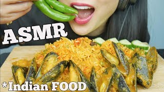 ASMR Vegetable BIRYANI  CURRIED MUSSELS Indian FOOD EATING SOUNDS NO TALKING  SASASMR [upl. by Dachy]