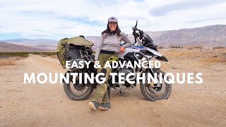 Easy to Expert Motorcycle Mounting amp Dismounting Techniques  Petite Rider on a Big ADV Bike  Tips [upl. by Parcel403]