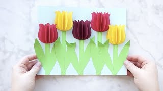 Gorgeous 3D Paper Tulip Flower Craft [upl. by Ailen]