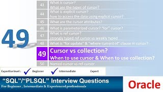 Oracle PL SQL interview question CURSOR Vs COLLECTION [upl. by Giza310]