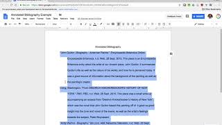 Format an Annotated Bibliography in Google Docs [upl. by Nallij322]