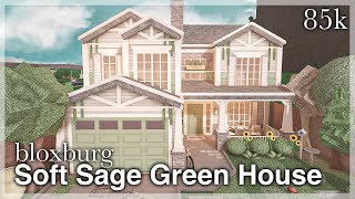 Bloxburg  Soft Sage Green House Speedbuild exterior [upl. by Ellierim]