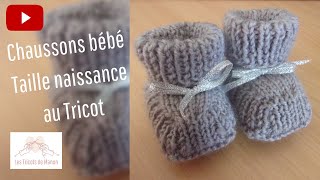 Chaussons bébé taille naissance au tricot [upl. by Ahseat]