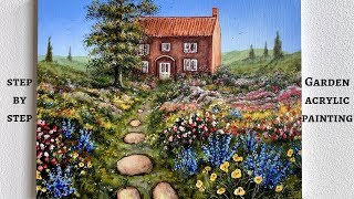 Flower Garden STEP by STEP Acrylic Painting ColorByFeliks [upl. by Petrine]