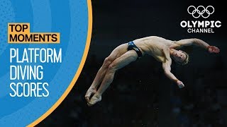 Top 3 Olympic 10M Platform Diving Scores Ever  Top Moments [upl. by Rozalie]