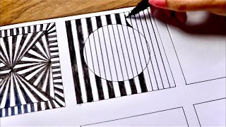 6 Easy and quick Optical illusion drawingspatternstricksabstract drawings [upl. by Sheffy80]