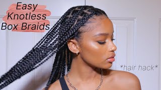 EASIEST KNOTLESS BOX BRAID TUTORIAL EVER  THICK HAIR HACK [upl. by Kciredec]