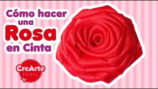 Cómo hacer una rosa en cinta fácil  How to make a ribbon rose DIY [upl. by Stanfield]