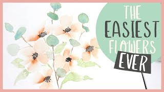 The EASIEST Flowers EVER  Beginner Watercolour Tutorial [upl. by Curry491]