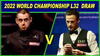 2022 World Snooker Championship L32 Matches Full Draw [upl. by Aryl]