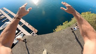 CRAZY CLIFF JUMPING OFF ABANDONED HOTEL amp 100ft BRIDGE [upl. by Xanthe]