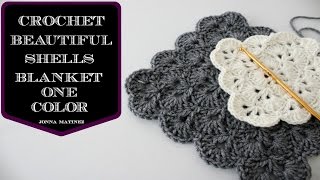 How To Crochet A Beautiful Shells Blanket In One Color  How to crochet a blanket  Shells Stitch [upl. by Champagne]