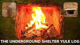 Corporals Corner Underground Shelter Bushcraft YULE Log 1 Hour Crackle and Pop [upl. by Nal]