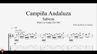 Sabicas  Campiña Andaluza  Guitar Tutorial  TAB [upl. by Anelis]