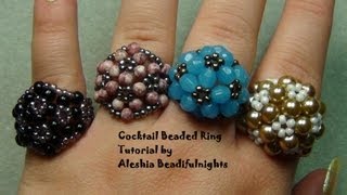 Cocktail Beaded Ring Tutorial [upl. by Netnerb]