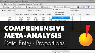 Basic Data Entry  Proportions  Comprehensive MetaAnalysis [upl. by Novaat515]