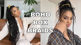 KNOTLESS BOHO BOX BRAIDS  TUTORIAL  BEGINNER FRIENDLY [upl. by Leicester]