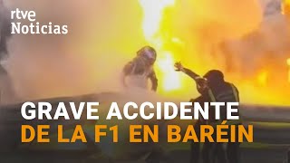 GROSJEAN se ESTRELLA y VUELVE A NACER tras incendiarse su coche en el Mundial de FÓRMULA 1  RTVE [upl. by Etnuahs]