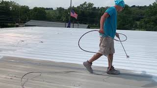 Spraying Uniflex Elastomeric Roof Coating short version [upl. by Debera]