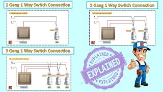 1 Gang 2 Gang amp 3 Gang 1 Way Switch Connection  How to Wire Light Switch [upl. by Rihaz]