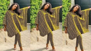 DASHIKI PONCHO CUTTING AND STITCHING  how to make a PONCHO dress  beginners friendly [upl. by Sul]